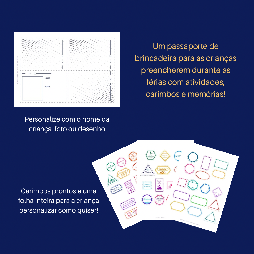 Template do passaporte e cartelas de carimbos